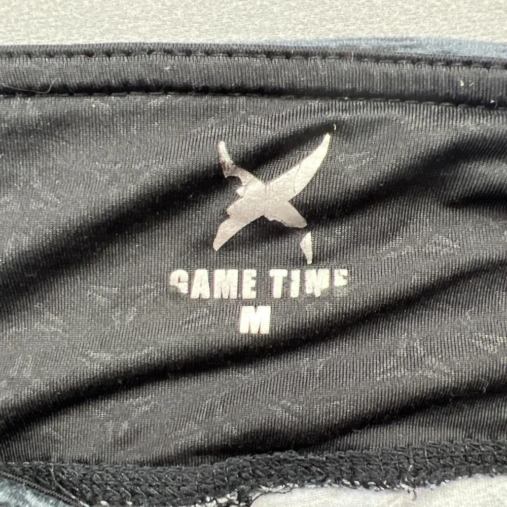 Game Time Leggings Womens Medium Heather Gray Stretch Mesh Panels Elastic Waist